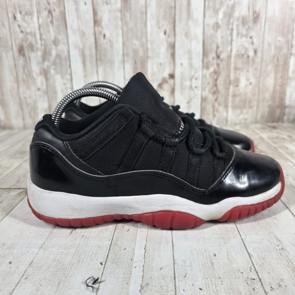 Jordan 11 Retro Low Bred Black Red White Sneakers FV5121-006 Kids Size 6Y